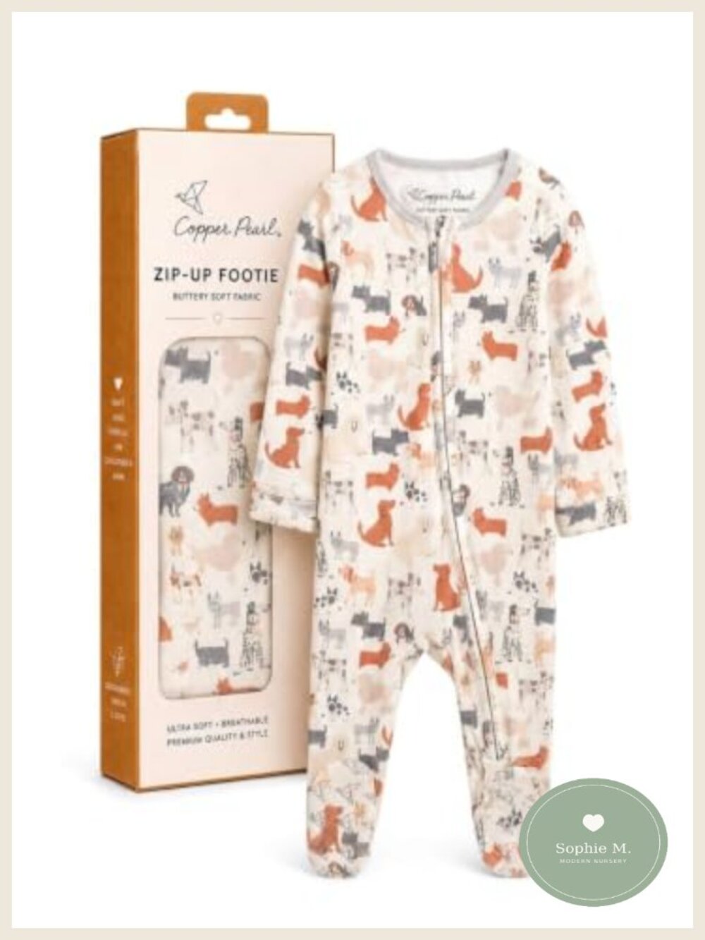 Copper Pearl Zip-Up Footie Baby Pajamas Soft Newborn Onesies Two-Way Zipper